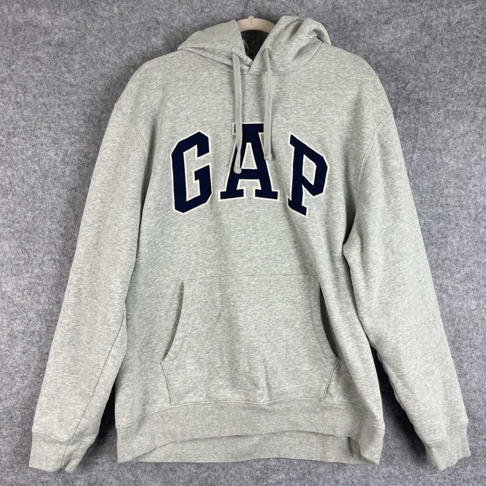 Gap VintageSoft Arch Logo Hoodie Sweatshirt Mens XL Gray Spellout